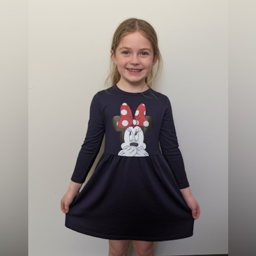 Disney Navy Dress with Minnie Mouse and Red Bow